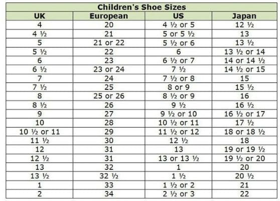 guide des tailles de chaussures pour enfants aliexpress