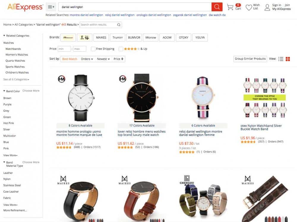 finding brand aliexpress