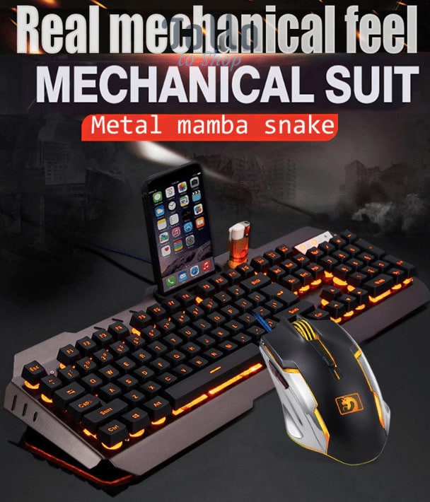 Teclado de jogo retroiluminado por LED com fio