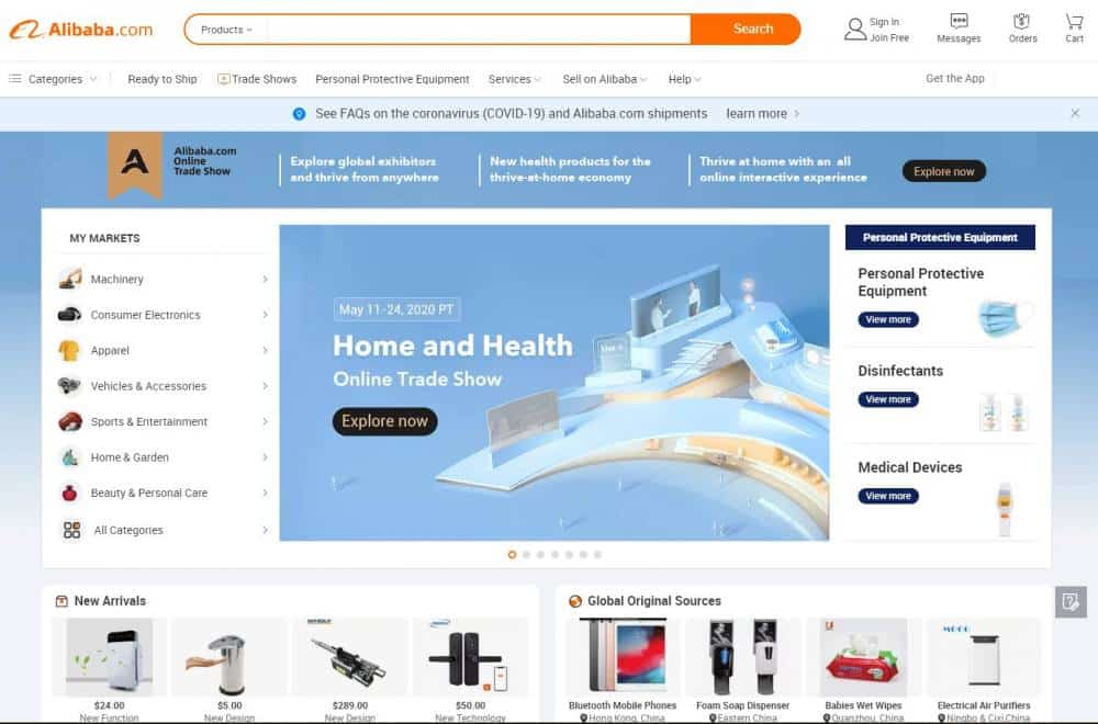 vente en gros d'alibaba