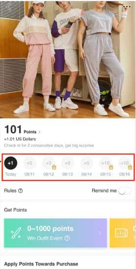cómo ganar puntos shein