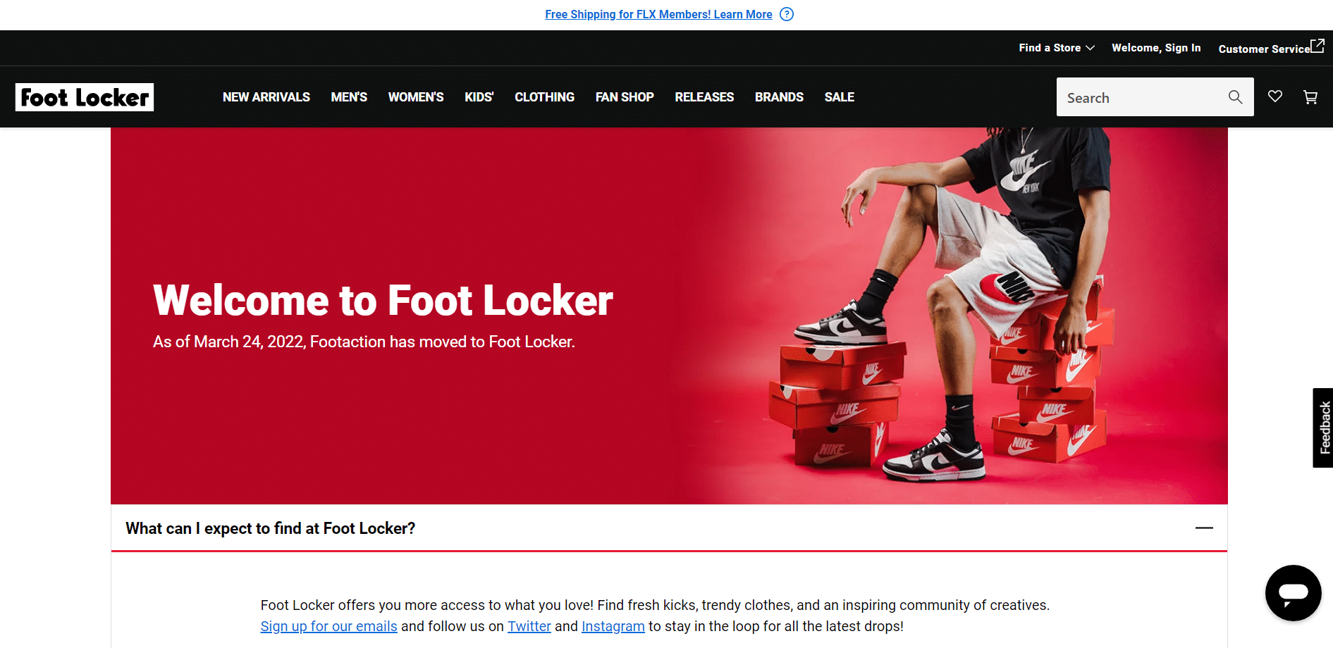 Tiendas como Foot Locker - acción pie